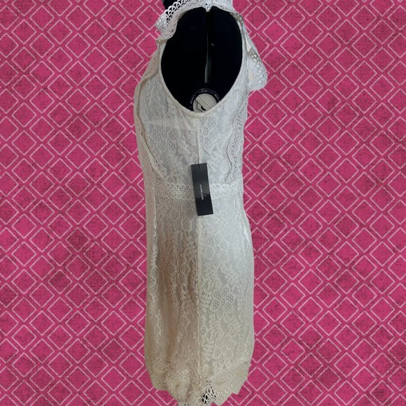 NWT Lulu's High-Neck White Lace Tank Mini Dress - Picture 3 of 11